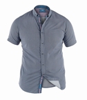Shirt DAVION korte mouw fijne tegelprint, navy