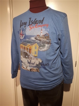 Kitaro t-shirt lange mouw "Long Island", blauw