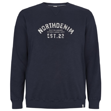 North 56Denim zomer sweater print m. logo, navy