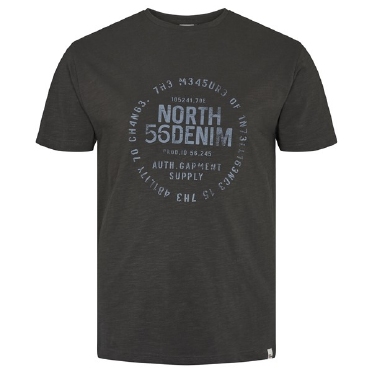 North 56Denim T-shirt print 56Denim, grijs-bruin