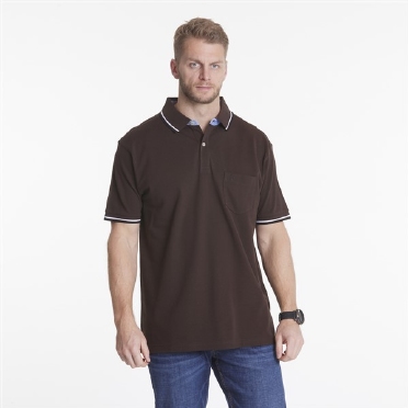 North 56°4 sportieve polo m. contrast kraag, brown