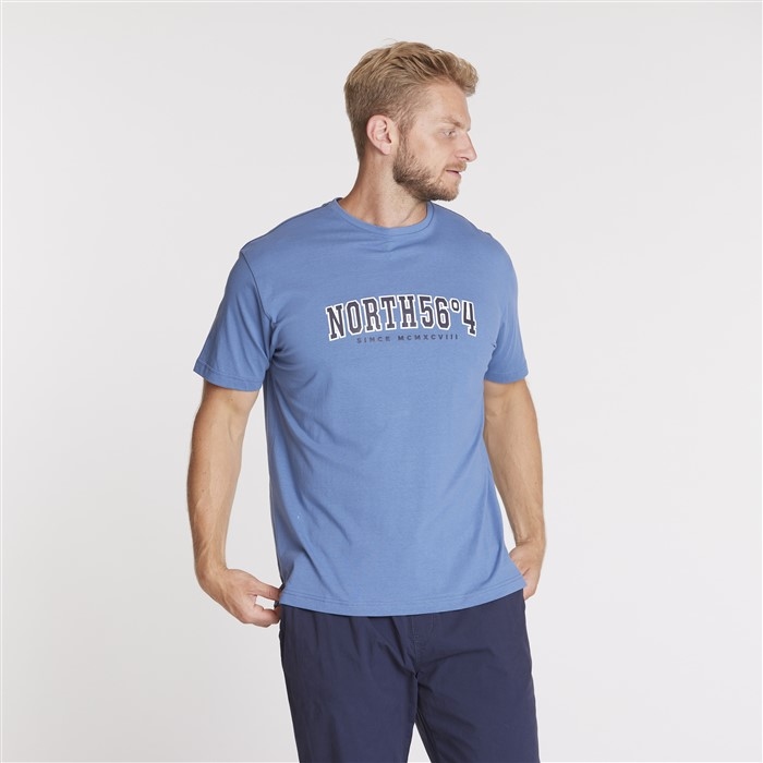 North 56°4 T-shirt print 'North', dusty blue