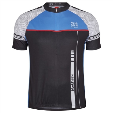 Fietsshirt korte mouw, zwart-blauw-wit