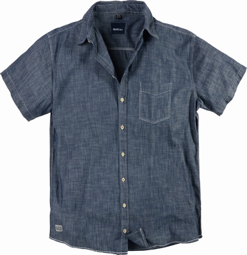 North 56°4 chambrey shirt korte mouw, blue washed