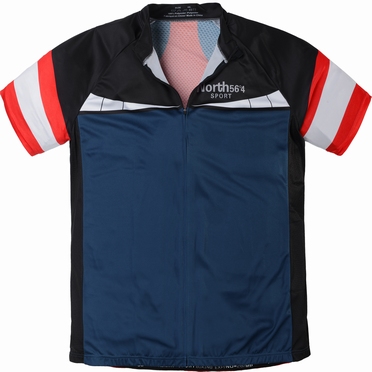 Fietsshirt korte mouw, navy-rood