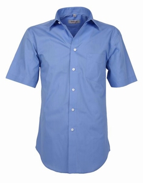 Stijlvol overhemd korte mouw, effen blauw
