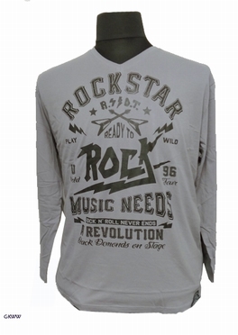 Kitaro t-shirt lange mouw 'Rockstar', licht grijs