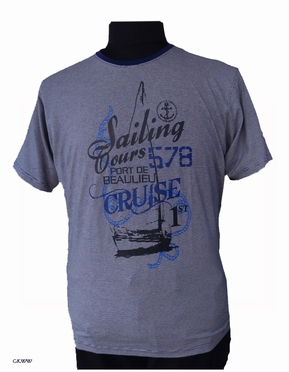 T-shirt 'Sailing Tours' gestreept, navy blauw