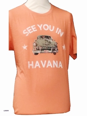 Kitaro t-shirt 'See you in Cuba', licht koraal