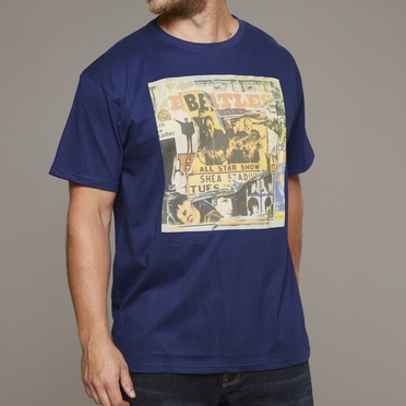 Replika printed t-shirt 'Beatles', navy blauw