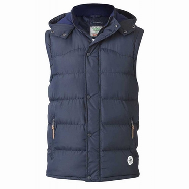 D555 gevoerde puffer bodywarmer m. capuchon, navy