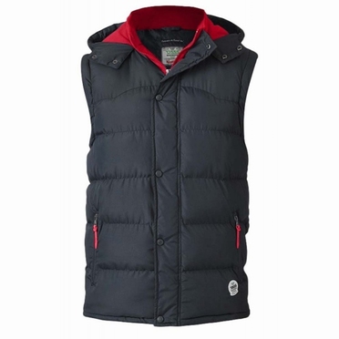 D555 gevoerde puffer bodywarmer m. capuchon, zwart