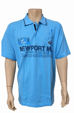 Meantime Polo pique print Newport, licht blauw