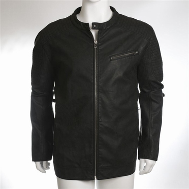 Replika PU lederen biker jack, zwart