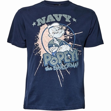 Replika t-shirt Popeye, navy blauw