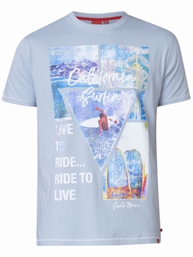 D555 T-shirt 'California Surfin', zacht blauw