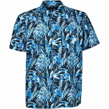 North 56°4 shirt m. zomerprint, blauw