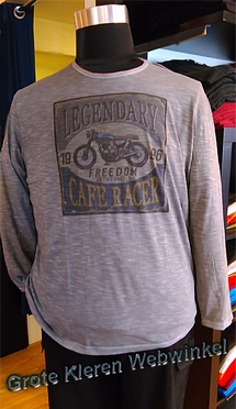 Kitaro t-shirt lange mouw 'Legendary',  grijs melée