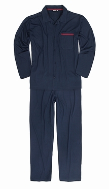 Doorknoop pyjama m. lange broek, navy