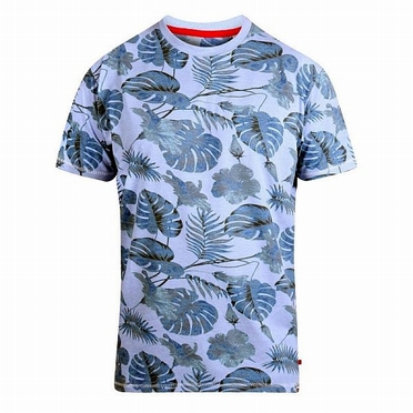 D555 T-shirt Leafs all-over, blauw