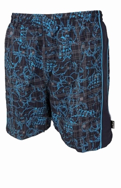 Zwemshort fijne print, blauw/marine/grijs