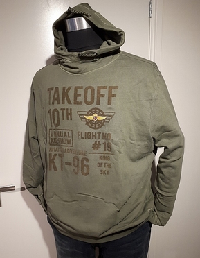 Kitaro Sweatshirt met capuchon "TAKEOFF", d. olijf