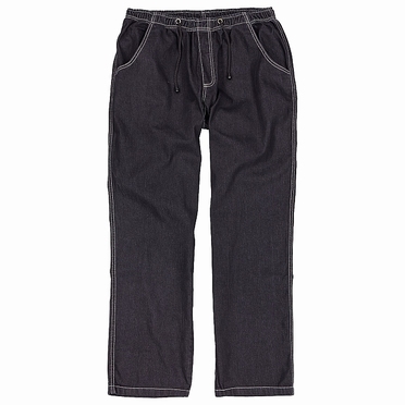 Jogging jeans m. stretch + elastisch boord, zwart