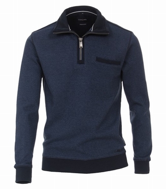 Casa Moda Sweatshirt m. rits en borstzakje, blauw