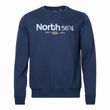 North 56°4 crew neck sweater m. borduur, navy blue