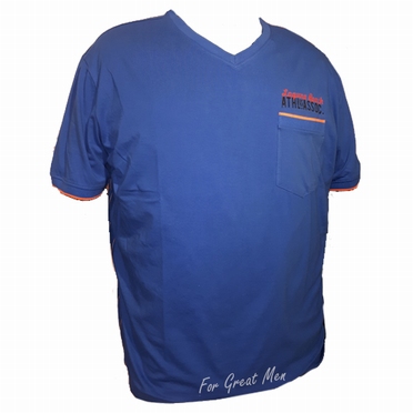 S.O.H.O. T-shirt m. V-hals en borstzakje, blauw