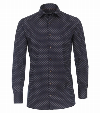 Casa Moda Kent overhemd LM Comfort Fit, navy m. rozetjes