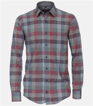 Casa Moda Kent overhemd LM Casual Fit, ruit bordo/blauw