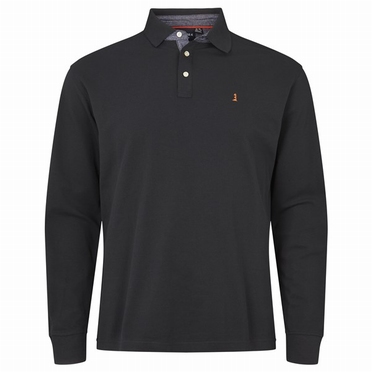 North 56°4 polo piqué lange mouw, zwart