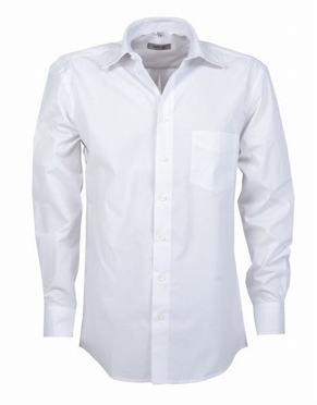 Stijlvol overhemd lange mouw, effen helder wit