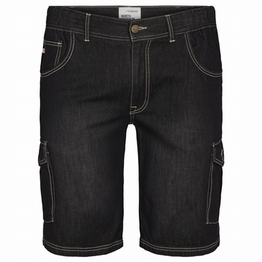 North 56Denim Cargo shorts elast. boord, black wash