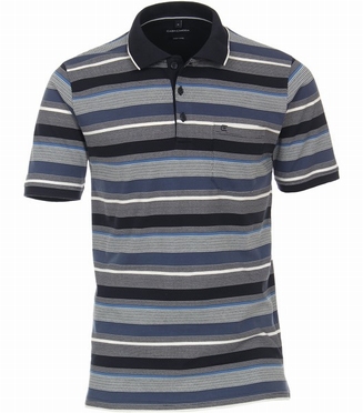 Casa Moda zomer polo gestreept, blauw-grijs