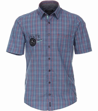 Casa Moda Kent overhemd m. print, blauw ruit