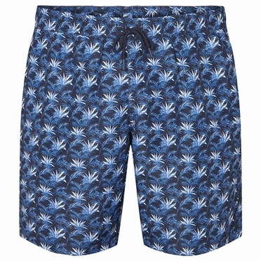 North 56°4 Zwemshorts m. plant print, blauw