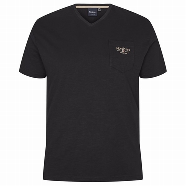 North 56°4 slup yarn T-shirt V-hals+borstzak, zwart