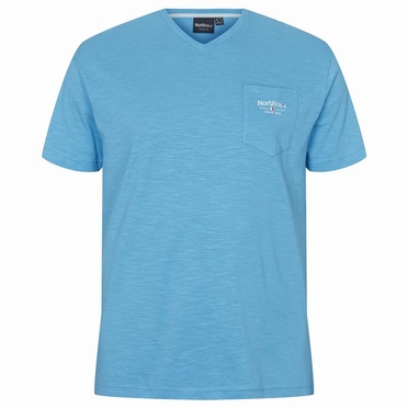 North 56°4 slup yarn T-shirt V-hals+borstzak, midblue