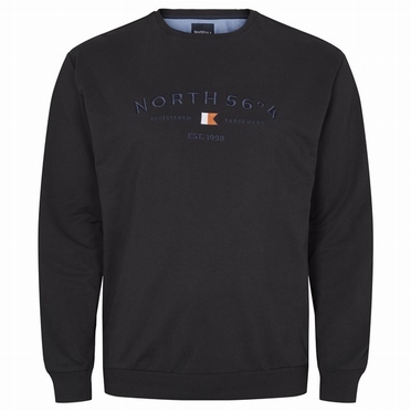 North 56°4 sweater 'North 56°4' borduur, zwart