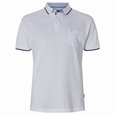 North 56°4 sportieve polo m. contrast kraag, wit