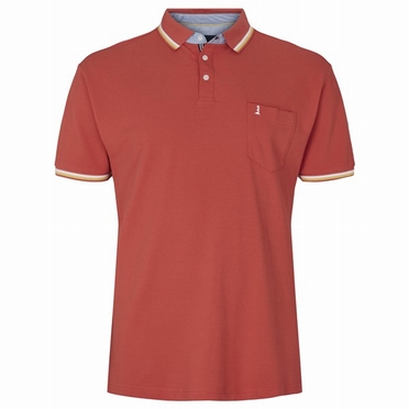 North 56°4 sportieve polo m. contrast kraag, paprika