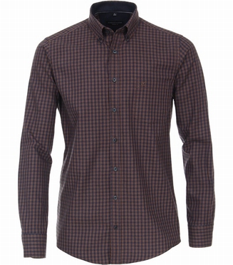 Casa Moda Kent overhemd Casual Fit, bruin/blauw