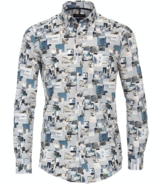 Casa Moda overhemd Casual Fit, blauw fotoprint
