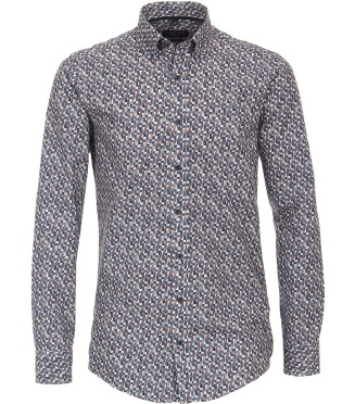 Casa Moda overhemd Casual Fit, blauw/bruin