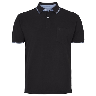 North 56°4 sportieve polo m. contrast kraag, zwart