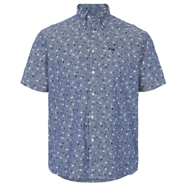 North 56°4 shirt m. borstzakje, blauw korenbloem