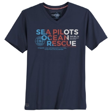 Redfield t-shirt V-hals 'Ocean rescue', night blue