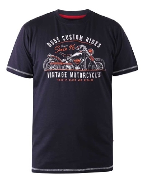 D555 T-shirt 'Vintage Motorcycles', navy